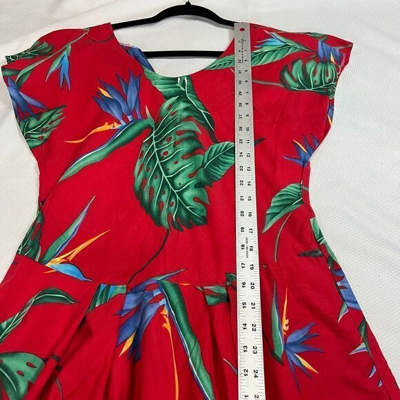 Vintage Banana Bay Red Tropical Leaf Hawaiian Dress‎ - Picture 8 of 9